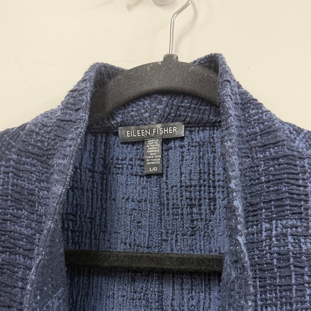 Eileen Fisher Navy Textured Blazer L - Picture 2 of 7